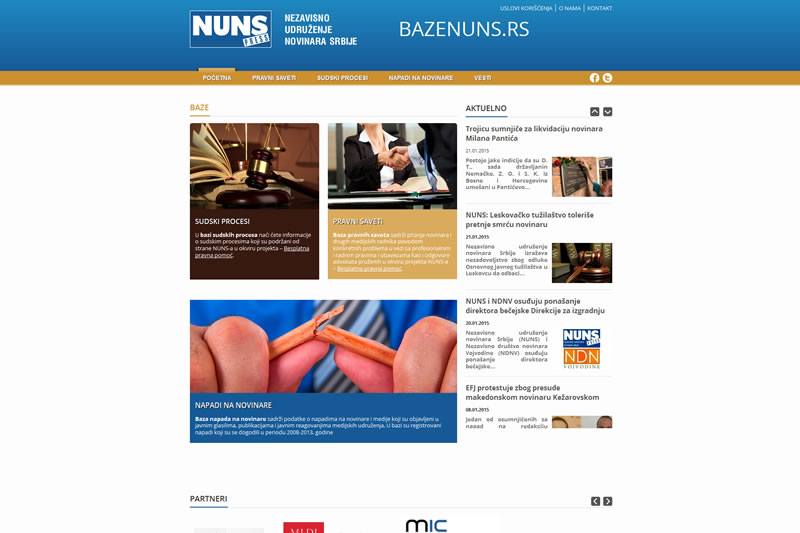 NUNS - The Independent Association of Journalists of Serbia - Custom Web Development